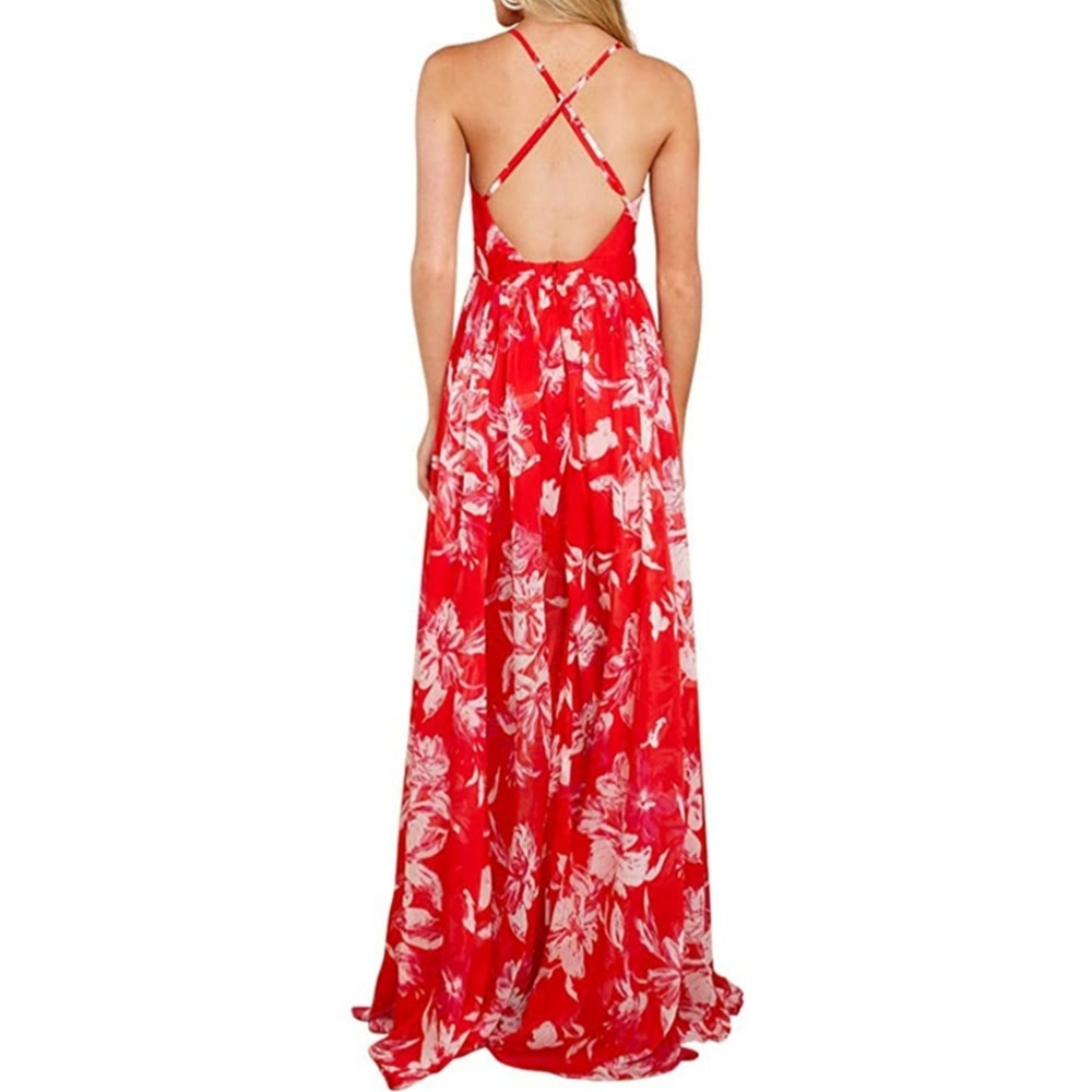 Womens sexy dress Spaghetti strap deep v neck maxi - Picture 2 of 4